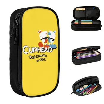 Minunat Cuphead Joc de Creion Cazuri Caseta de Creion Stilou Cutie pentru Fată Băiat Mare Capacitate Saci de Elevii Școlii Cadouri Papetarie