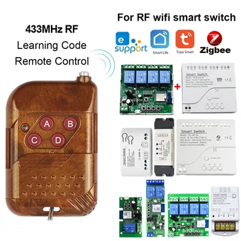 2 buc RF 433 de Control de la Distanță 1527 433,92 MHz cu Cod de Învățare Transmițător Compatibil Cu Wifi Releu eWeLink Tuya Zigbee Smart Switch