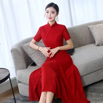New Sosire Dantela Cheongsam Mult Qipao 2020 Primăvară Cheongsam Rochie De Mătase Petrecere De Seara Rochie Tradițională Chineză Femei Rochii