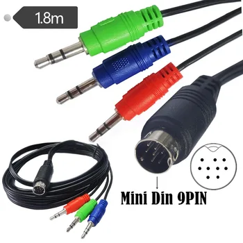 Mini-DIN-9-pini de sex Masculin la 3*3.5 mm Audio Cablu audio pentru receptoare，echipamente de monitorizare, și mai mult ，1.8 m