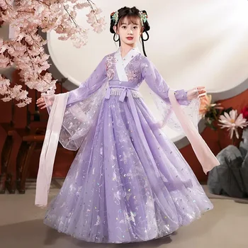 Fete Super Nemuritor Hanfu Stil Chinezesc 2024 Nou Primăvara Și Toamna pentru Copii Tang Costum Fete Maneca Lunga Rochie Hanfu