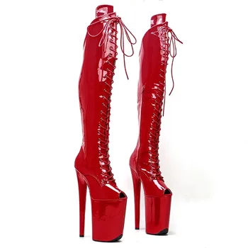 Auman Ale Nou 23CM/9inches Roșu PU Superioară Sexy Exotice cu Toc Platforma Partidului Femei Cizme Polul Pantofi de Dans 062