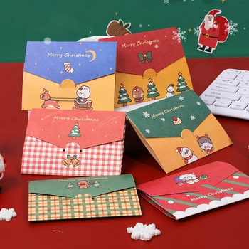 5PCS de Desene animate Drăguț Tema de Craciun Felicitari Drăguț Binecuvântare Plicuri, Hârtie de Scris DIY Cadou de Vacanță Mesaj de Carduri