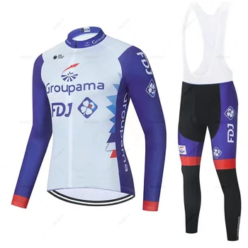 2023 Pro Fdj Echipa de Toamnă Ciclism Jersey Seturi Respirabil Maneca Lunga Primăvară Nouă Bărbați MTB Biciclete Imbracaminte Costume Roupa Ciclismo