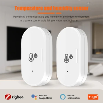 Tuya Zigbee Temperatură Și Senzor De Umiditate Nevoie Zigbee Gateway Hub Smart Home Interior Higrometru Alexa Google Voice Control